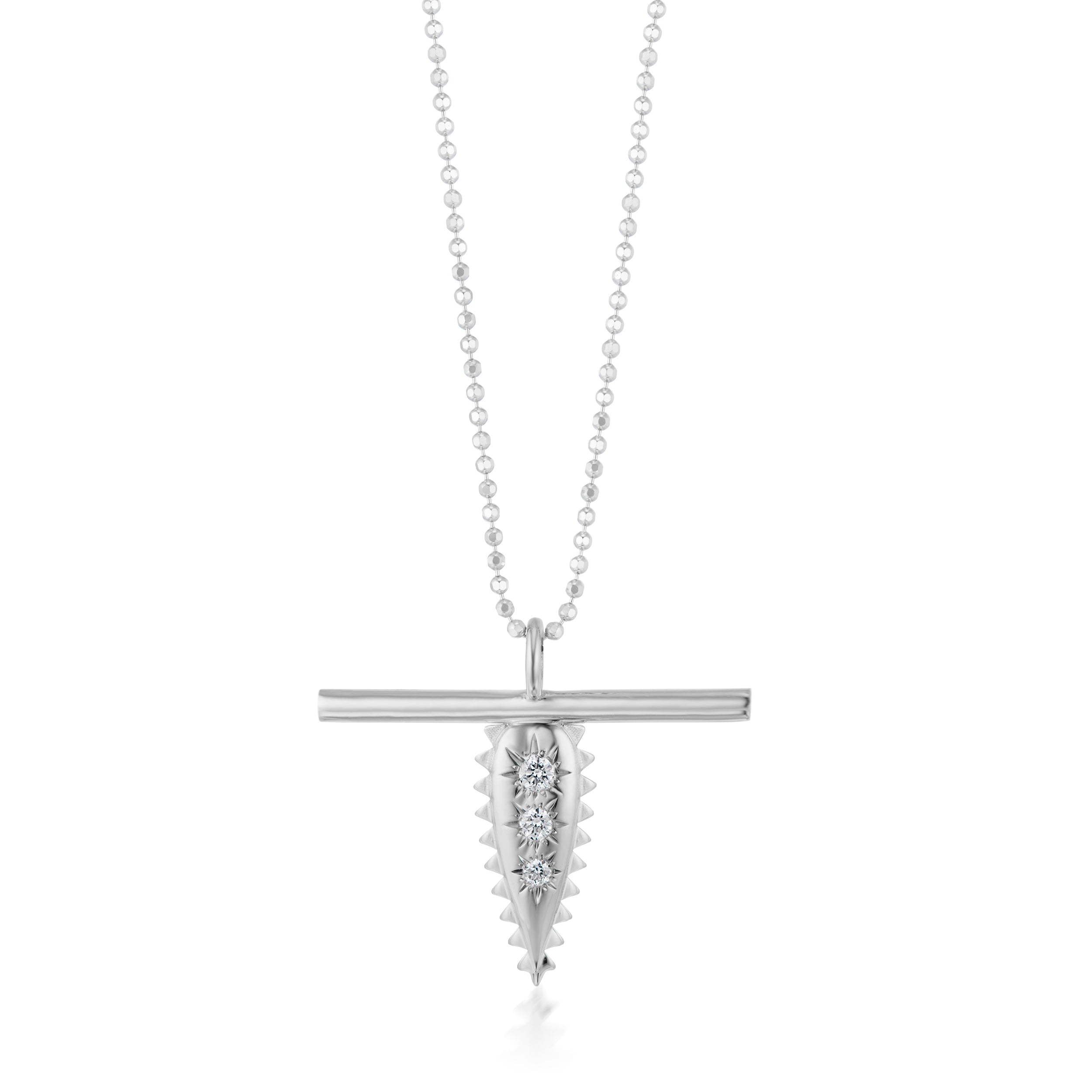 Vale Jewelry Swoop T-Bar Star-Set Diamond Necklace