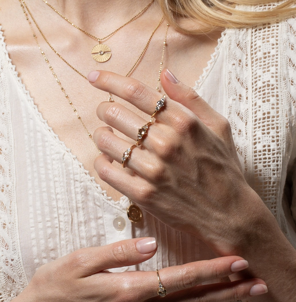 Vale Jewelry Tidals Ring with White Brilliant Cut Diamonds on Hand Model