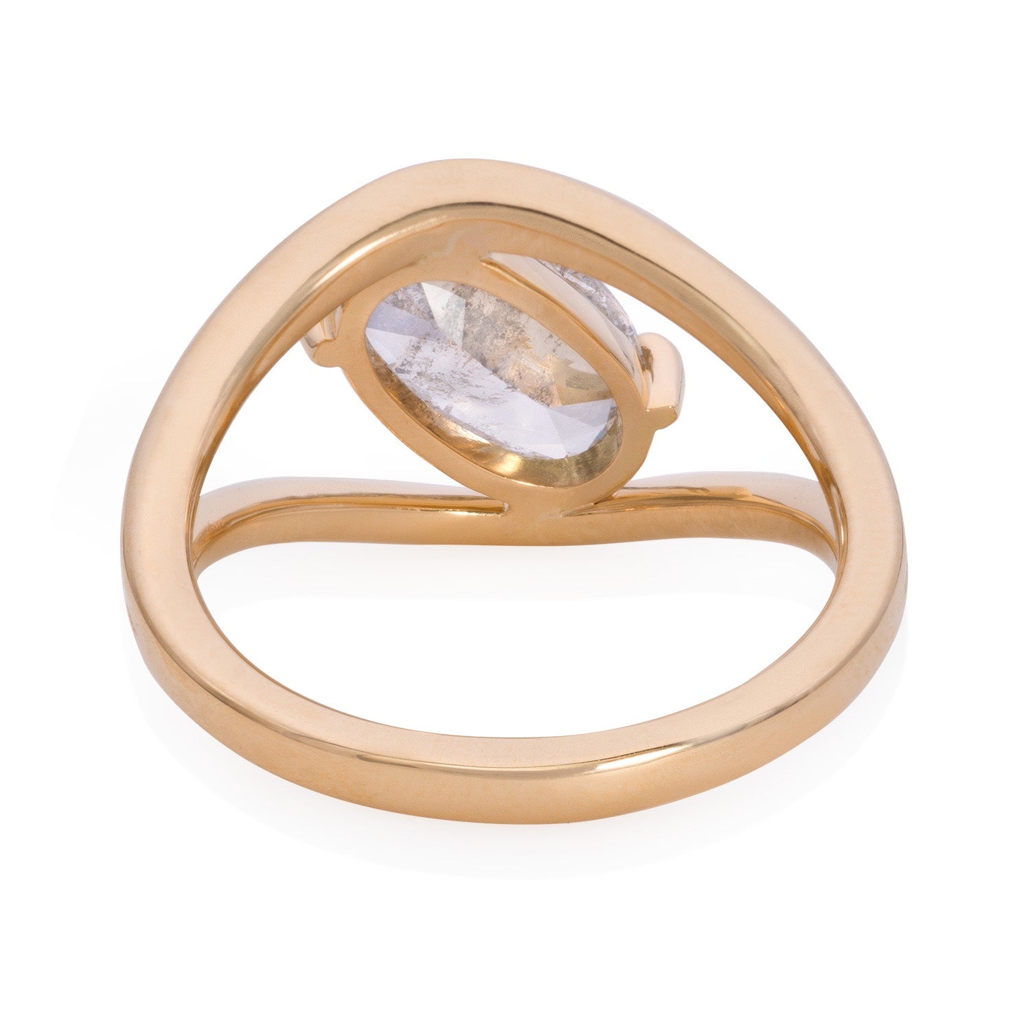 OOAK Loop Ring with Oval Salt & Pepper back view