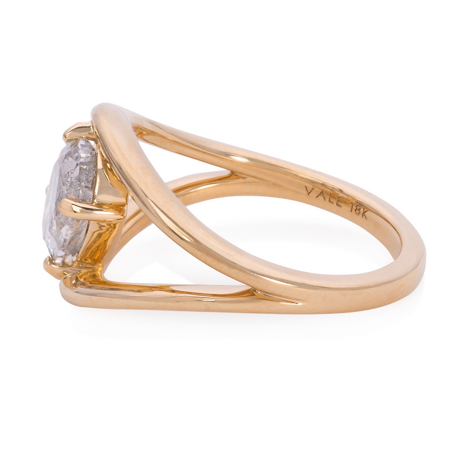 OOAK Loop Ring with Oval Salt & Pepper side view