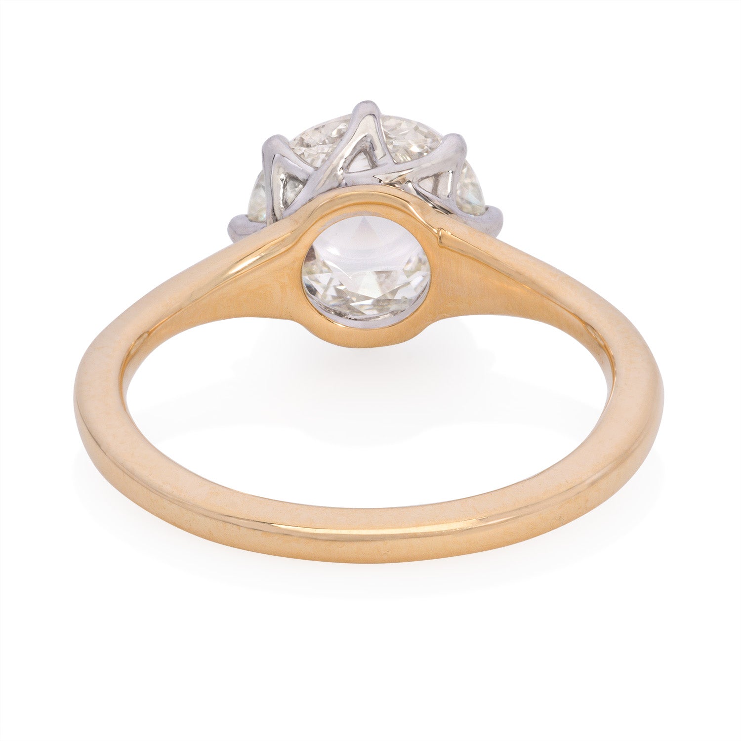 Vale Jewelry one of a kind 2.10 Carat Round Rose Cut Diamond Ring in yellow gold back view