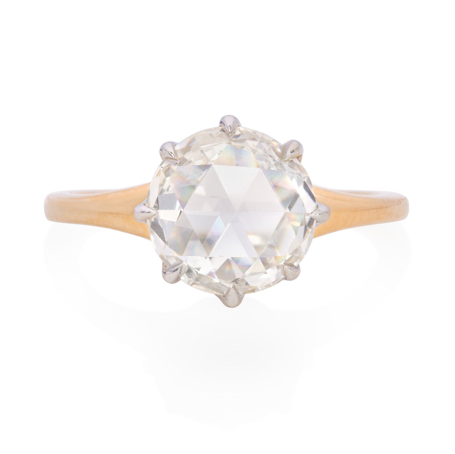 Vale Jewelry one of a kind 2.10 Carat Round Rose Cut Diamond Ring in yellow gold