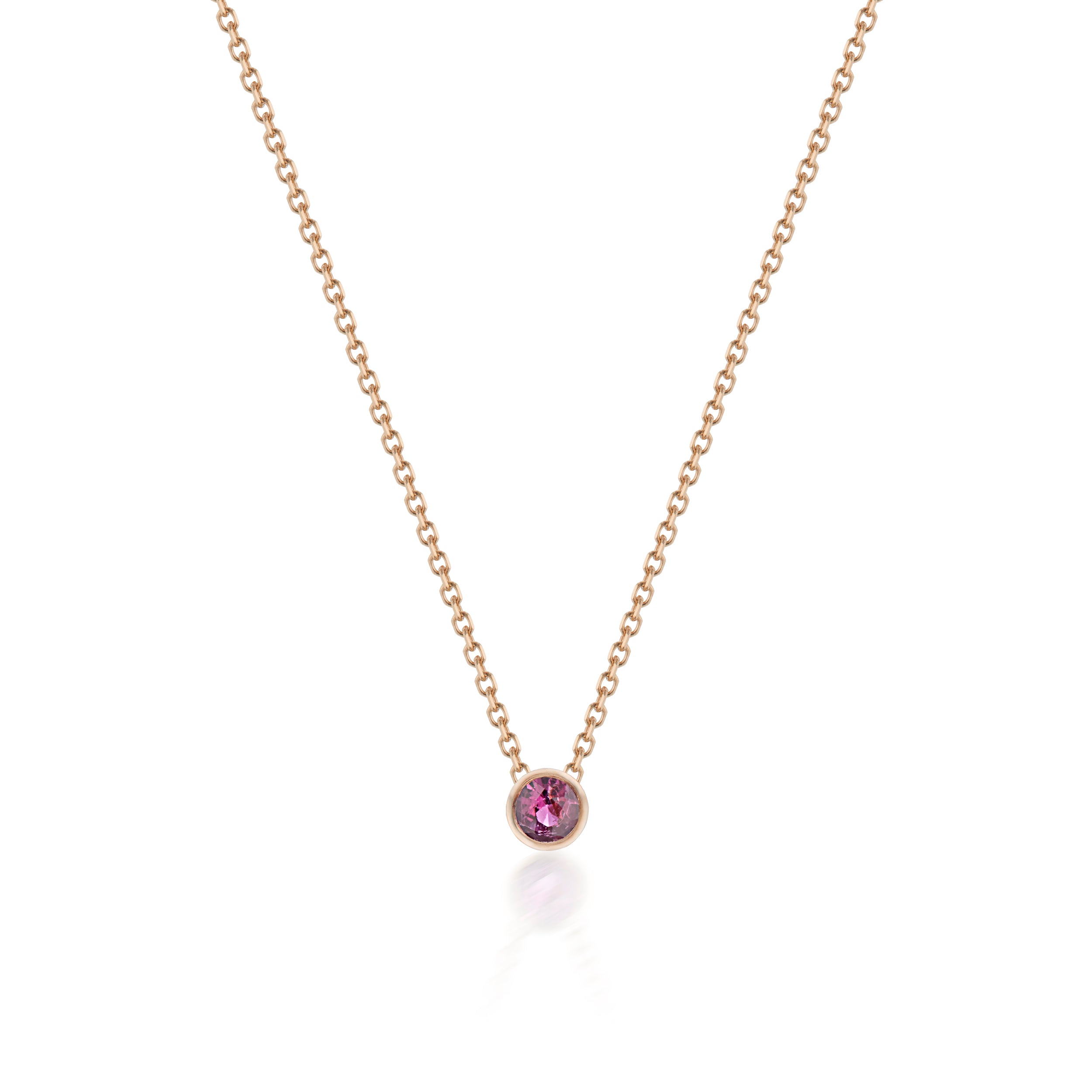 Vale Jewelry Barely There Ruby Necklace in Rose Gold Closeup Image
