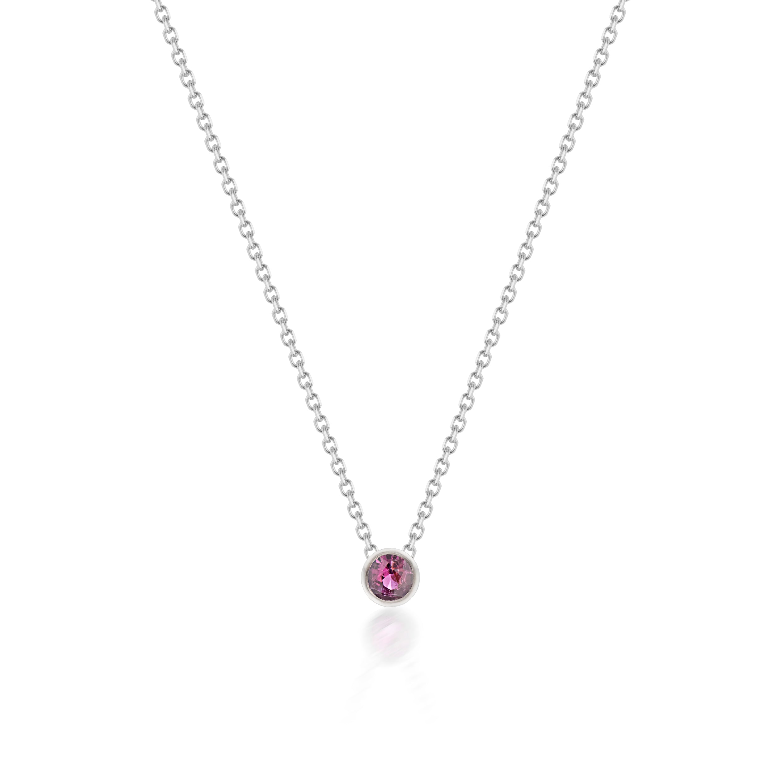 Vale Jewelry Barely There Ruby Necklace in White Gold Closeup Image