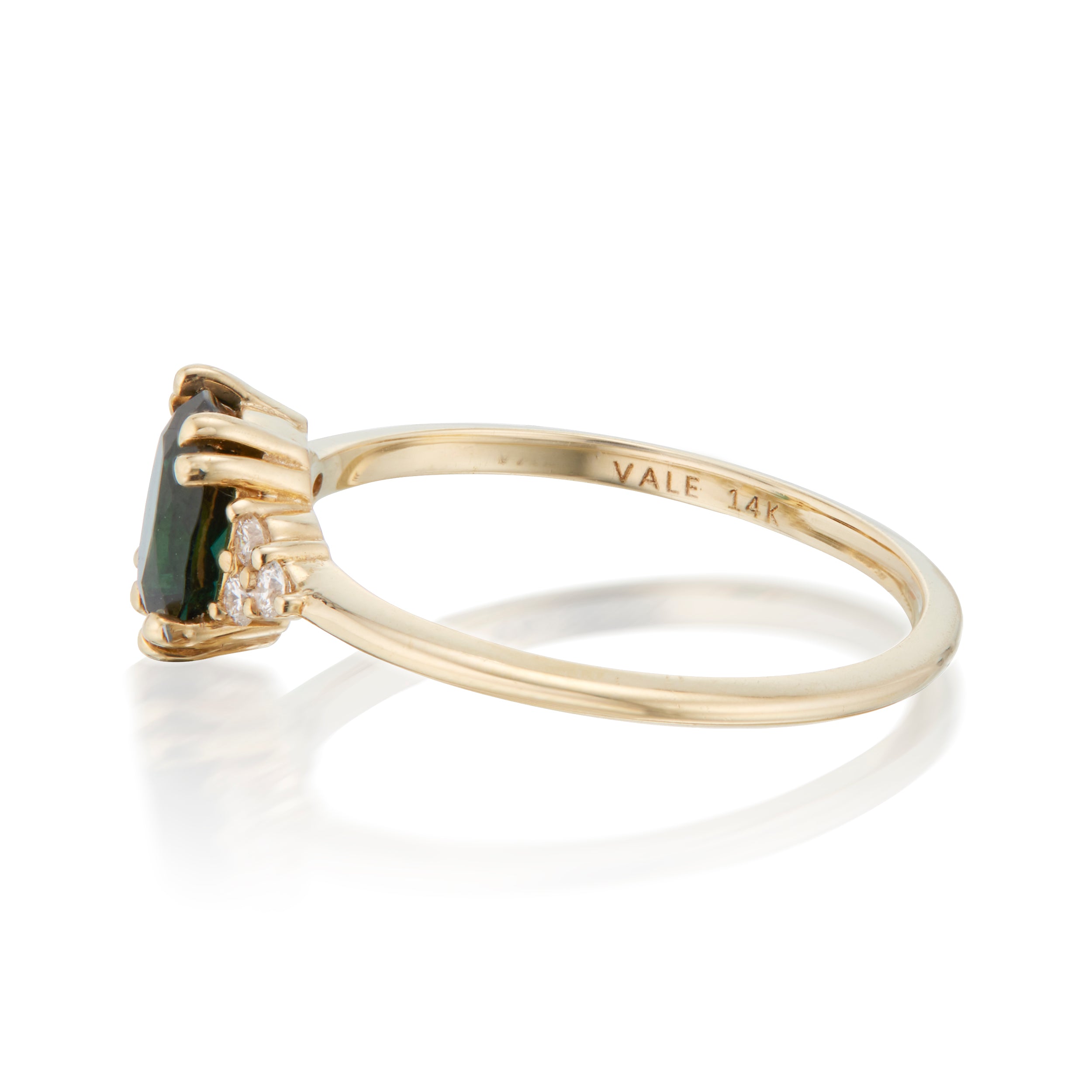 Vale Jewelry Juno Ring with Sapphire and White Diamonds in Yellow Gold Side View
