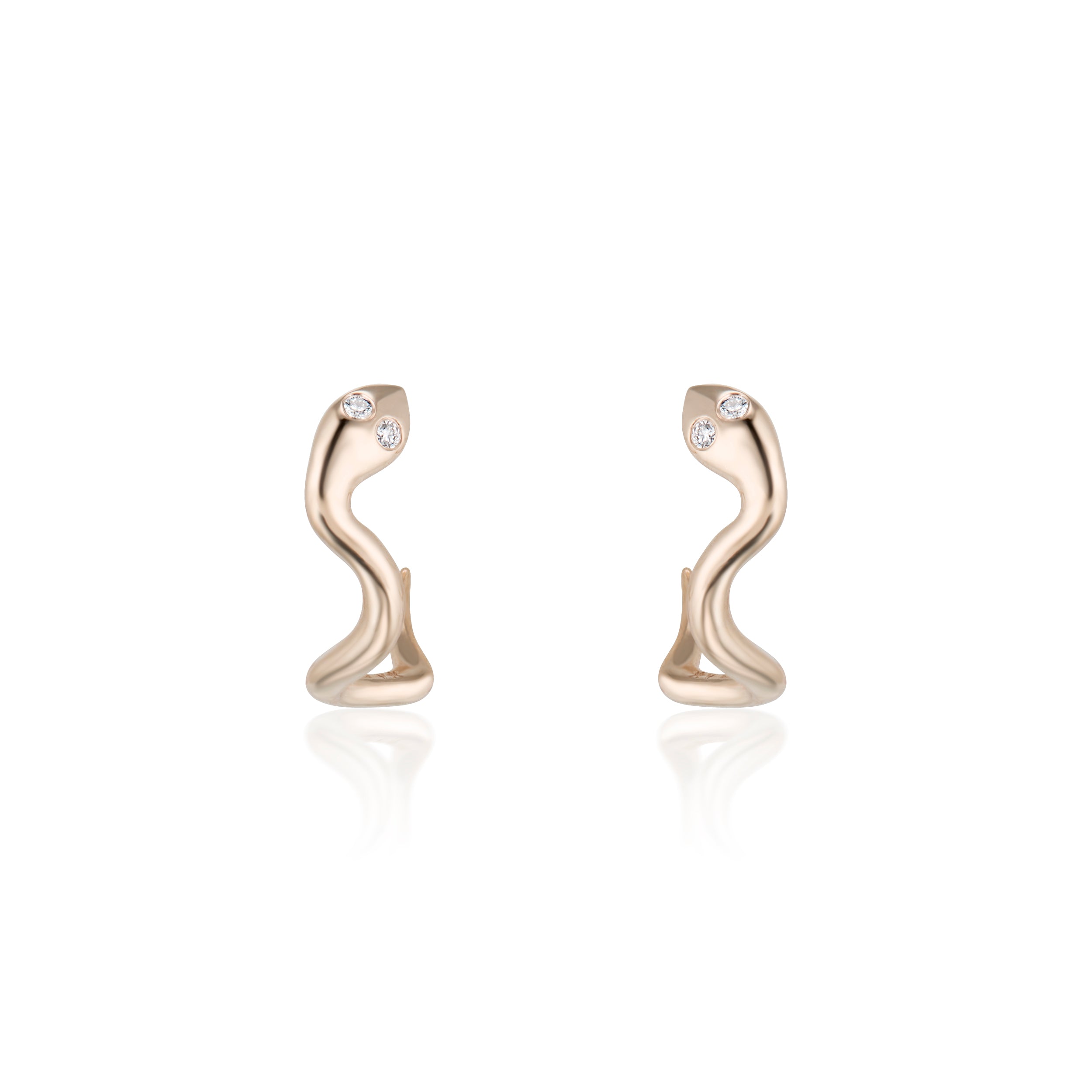 Alt="Vale Jewelry serpent Half Hoop Earrings in Rose Gold on white background front view"