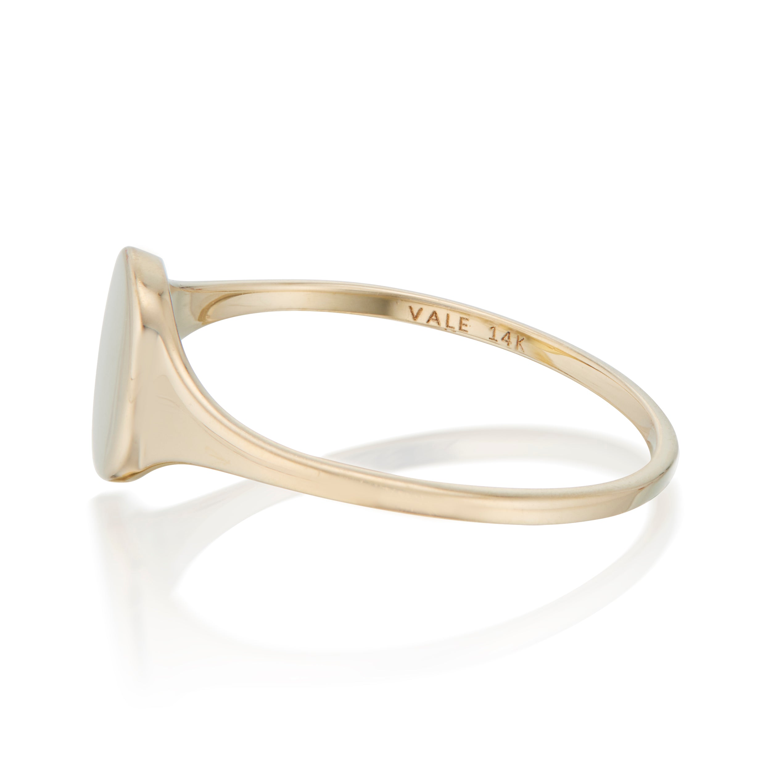 Vale Jewelry Skinny Signet Ring in Yellow Gold Side View