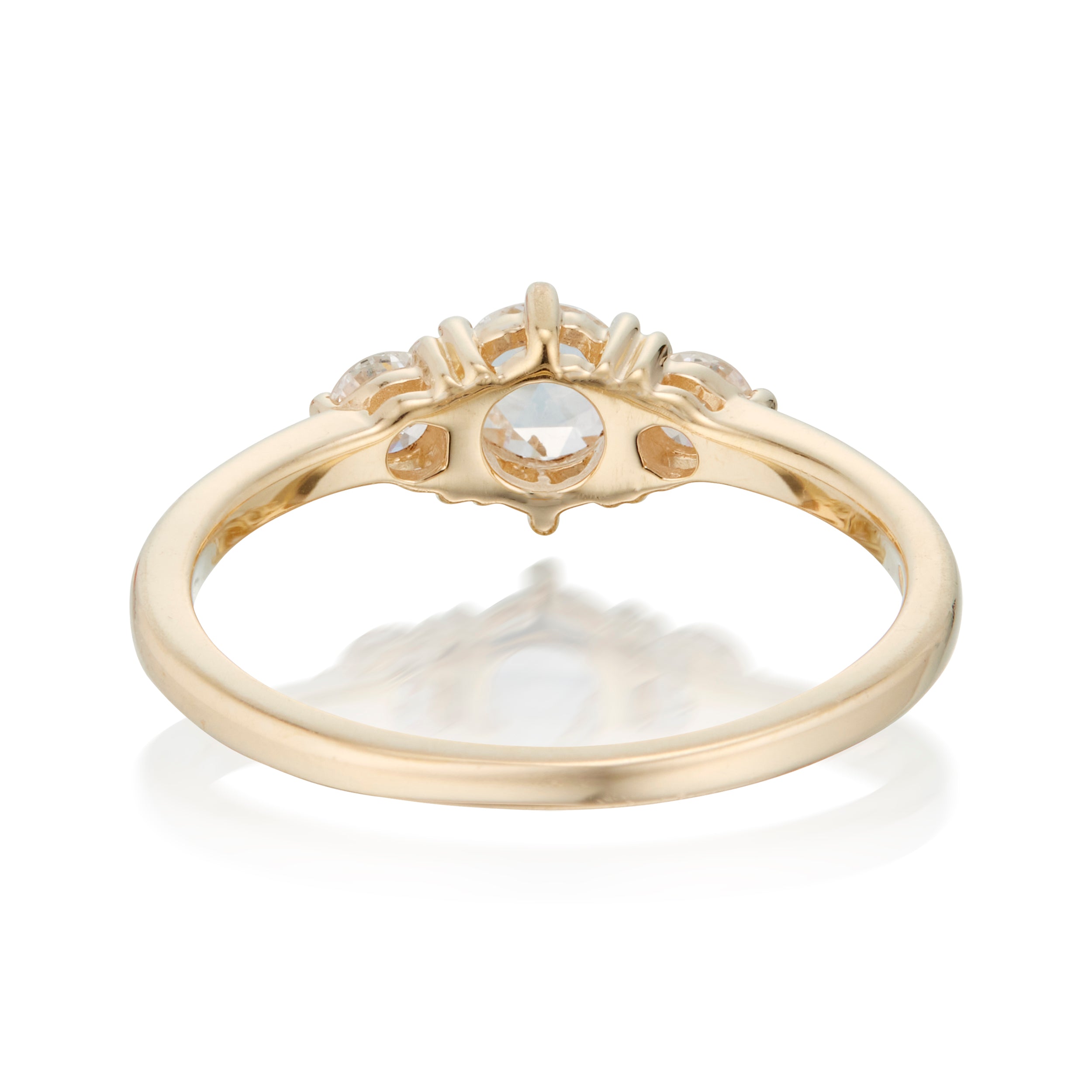 Vale Jewelry Tidals Ring with White Rose Cut and Brilliant Cut Diamonds in Yellow Gold Back View