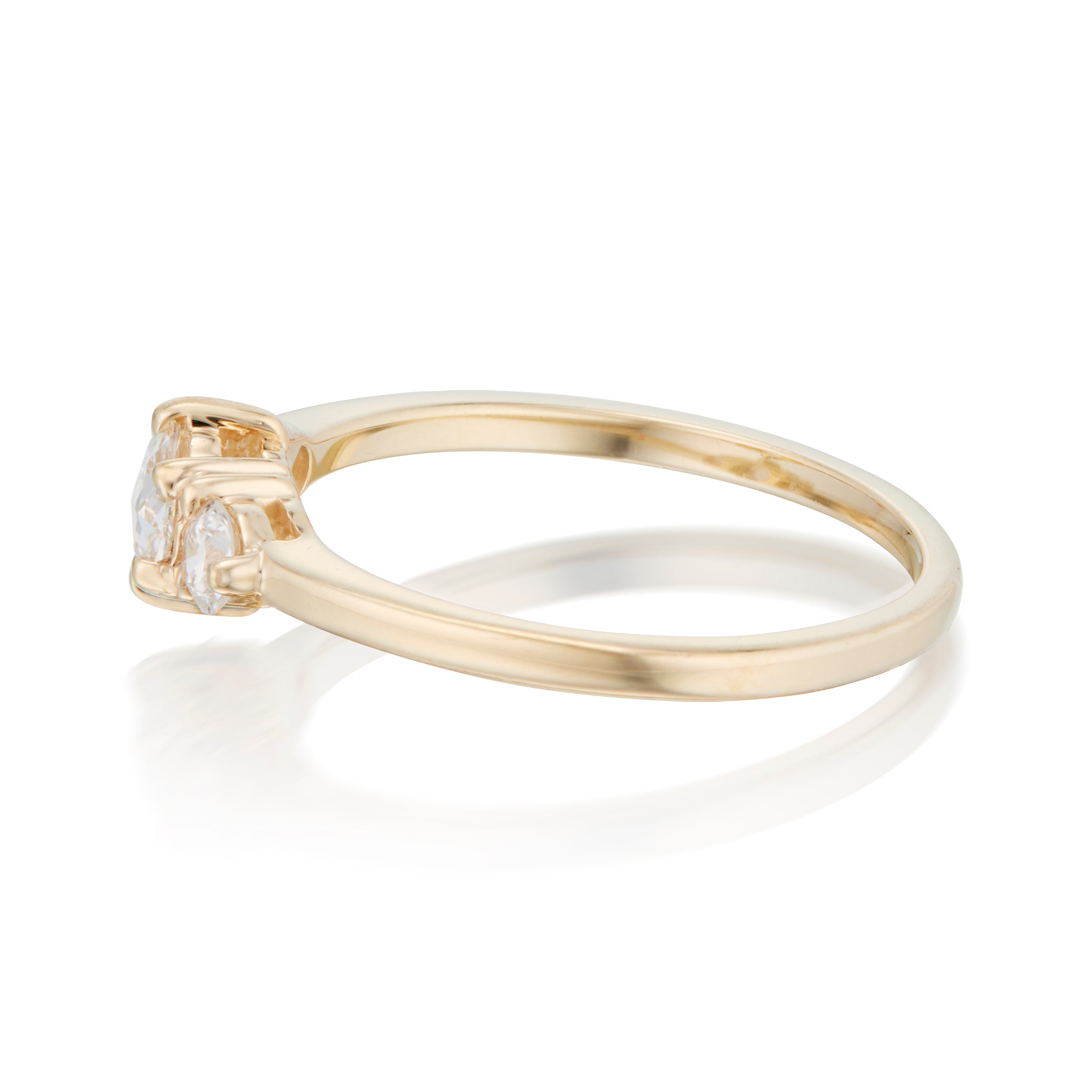 Vale Jewelry Tidals Ring with White Rose Cut and Brilliant Cut Diamonds in Yellow Gold Side View