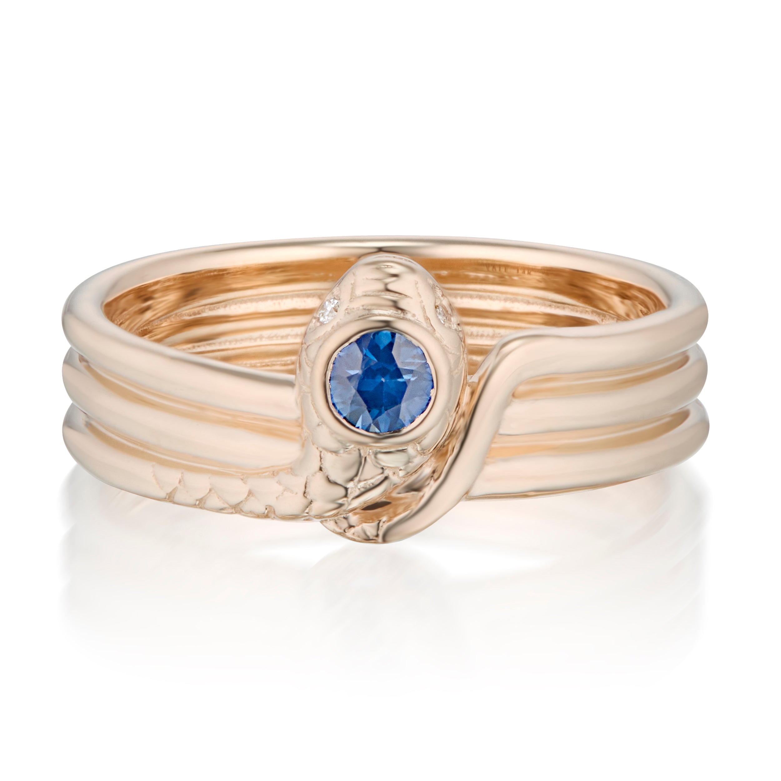 Rose Gold Triple wrap serpent ring from the front
