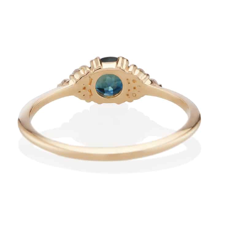 Vale Jewelry Lune Ring with Sapphire in Yellow Gold Back View