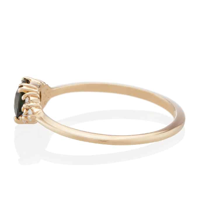 Vale Jewelry Lune Ring with Sapphire in Yellow Gold Side View