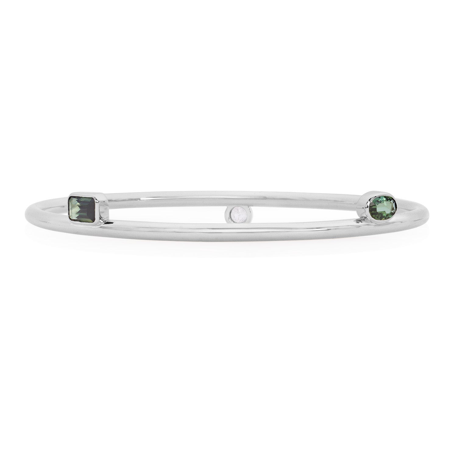 Vale Jewelry Satellite Bangle With Sapphire & Diamond in White Gold