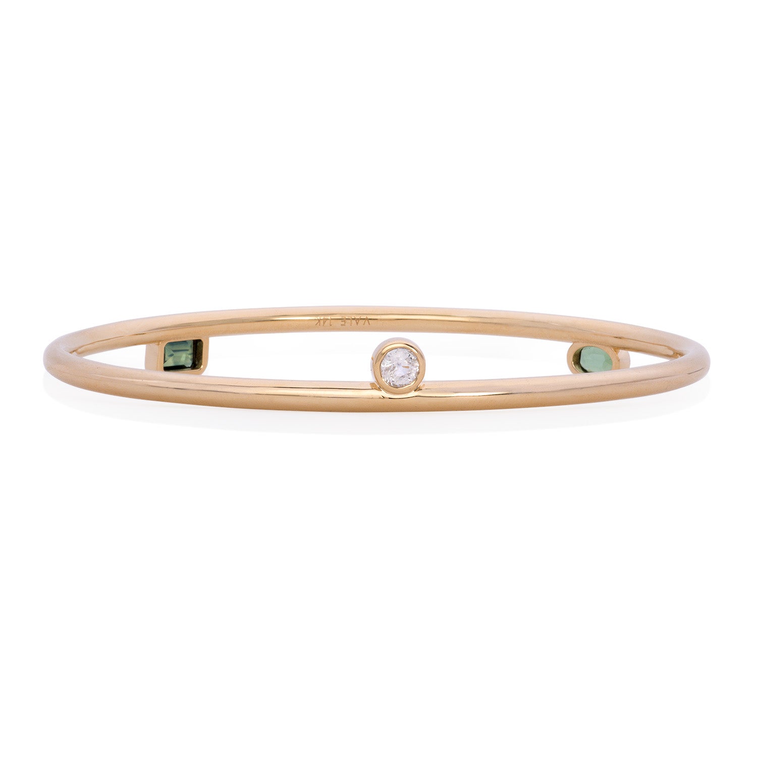 Vale Jewelry Satellite Bangle With Sapphire & Diamond in Yellow Gold Side View