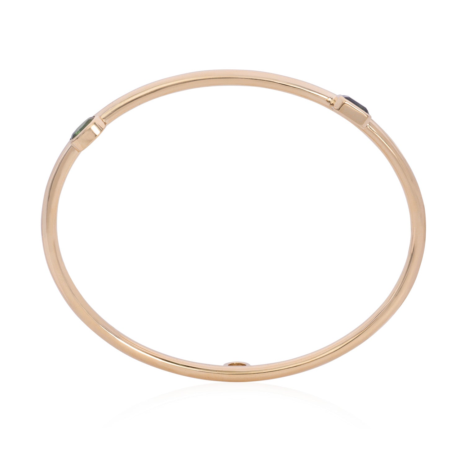 Vale Jewelry Satellite Bangle With Sapphire & Diamond in Yellow Gold Profile View