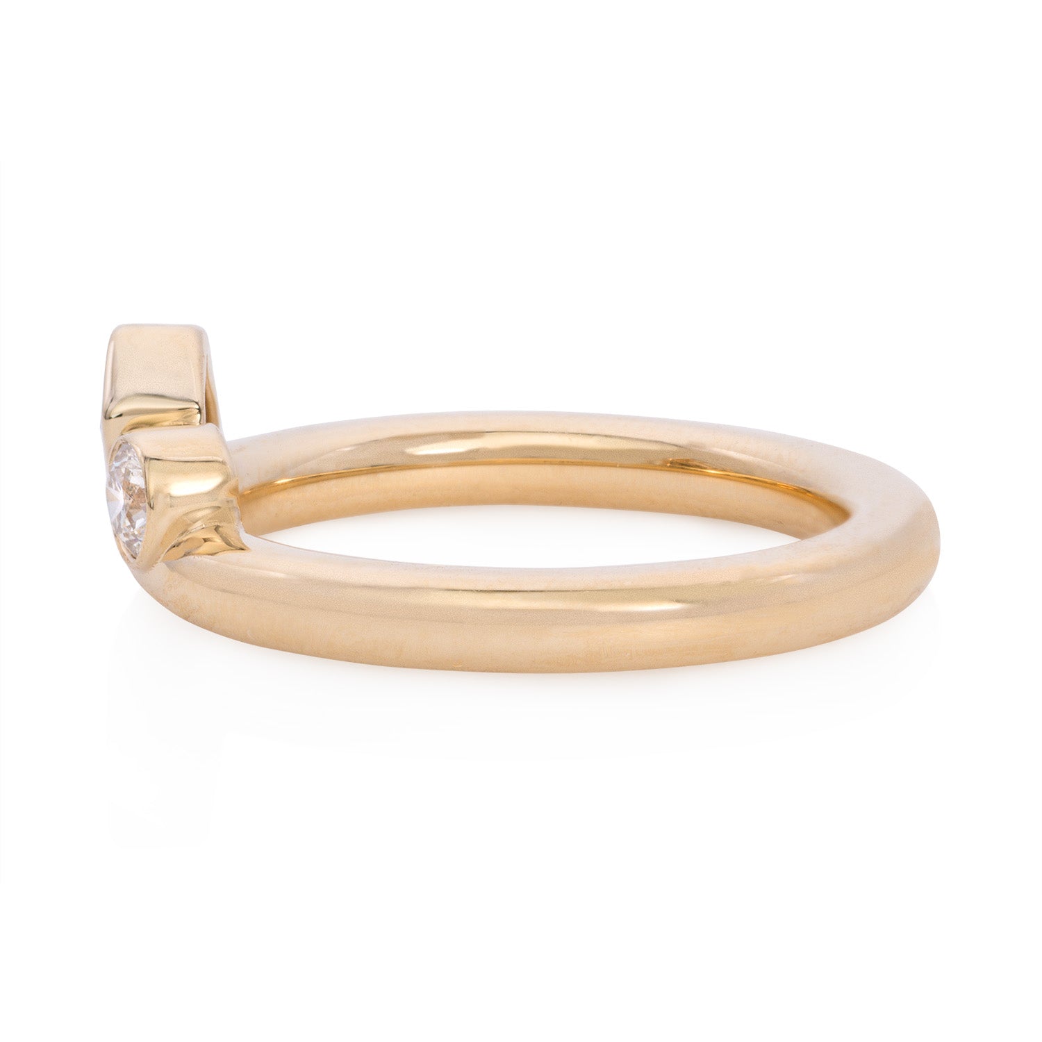 Vale Jewelry Satellite Ring With Emerald and Round Cut Diamonds in Yellow Gold Side View
