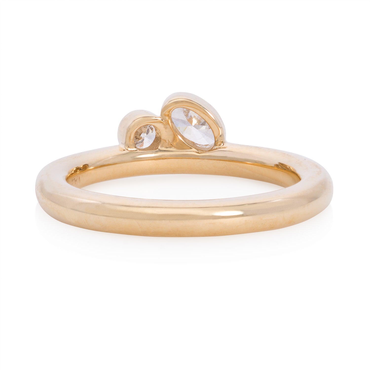 Vale Jewelry Satellite Ring With Oval and Round Cut Diamonds in Yellow Gold Back View