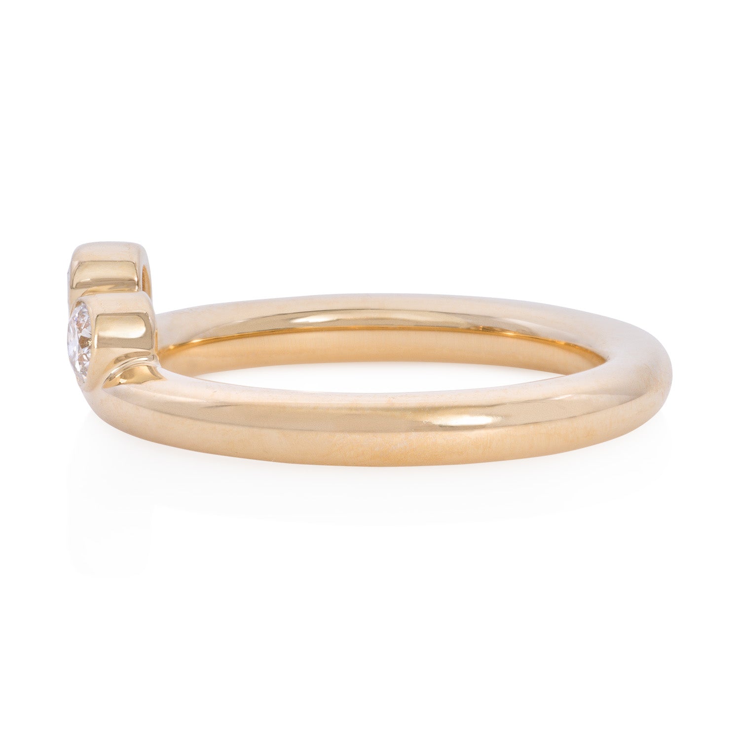 Vale Jewelry Satellite Ring With Oval and Round Cut Diamonds in Yellow Gold Side View