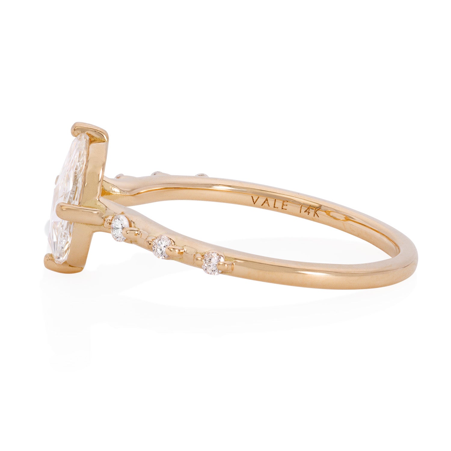 Vale Jewelry 0.94 Carat Cushion Rose Cut Diamond Ring in Yellow Gold Side View