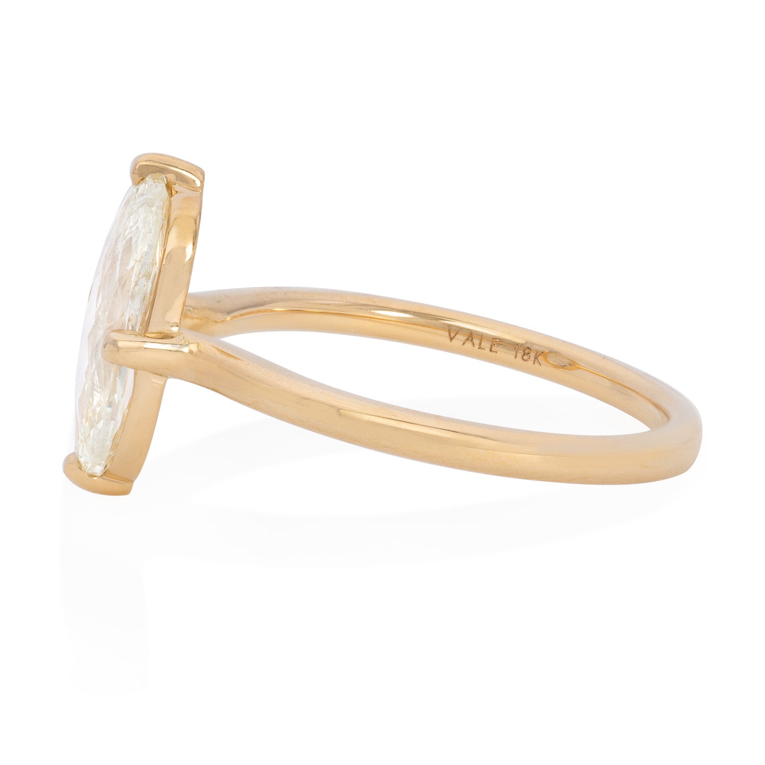 Vale Jewelry 2.02 Carat Oval Checkerboard Rose Cut Diamond Ring in Yellow Gold Side View