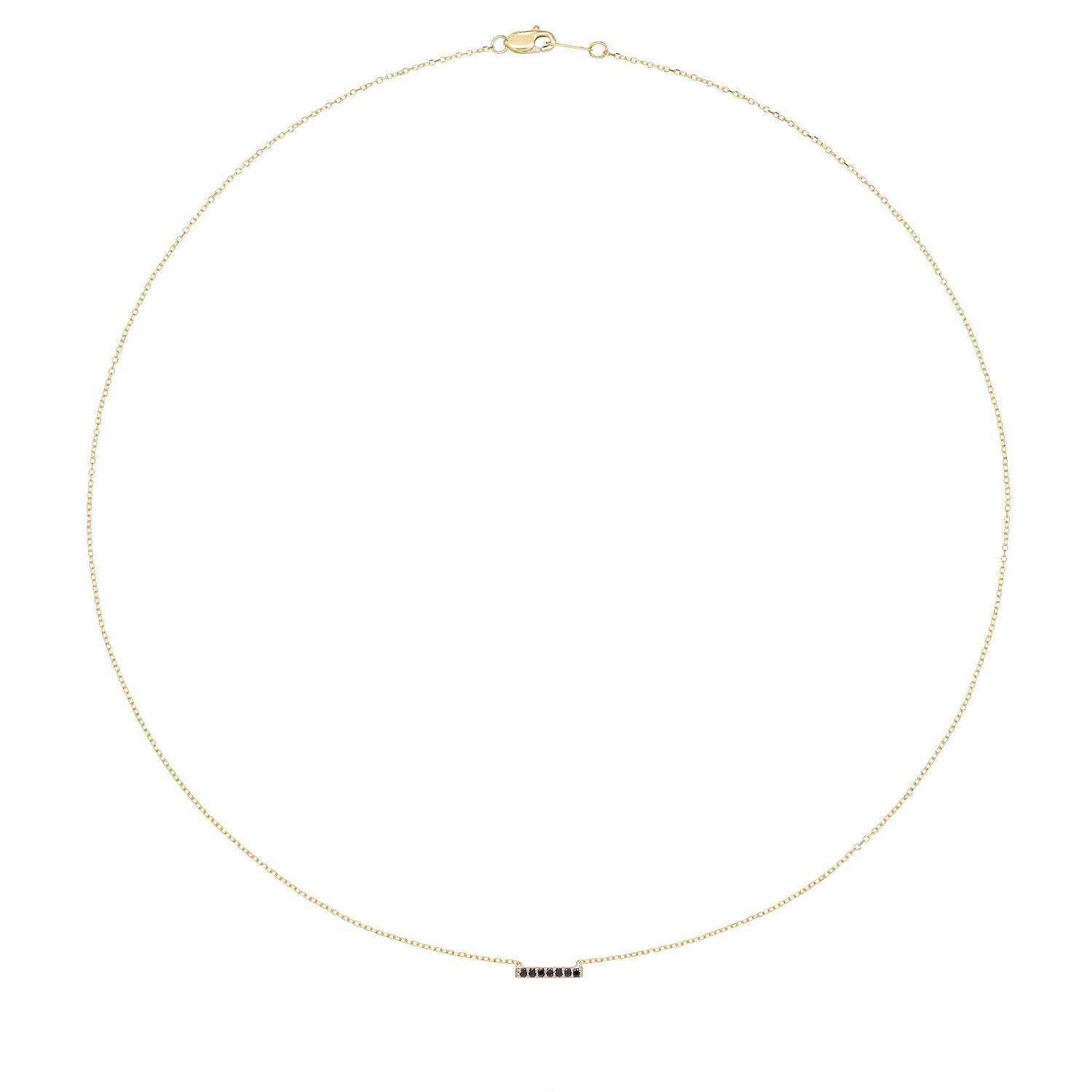 Vale Jewelry 7 Diamond Bar Necklace with Black Diamonds in 14K Yellow Gold Full View