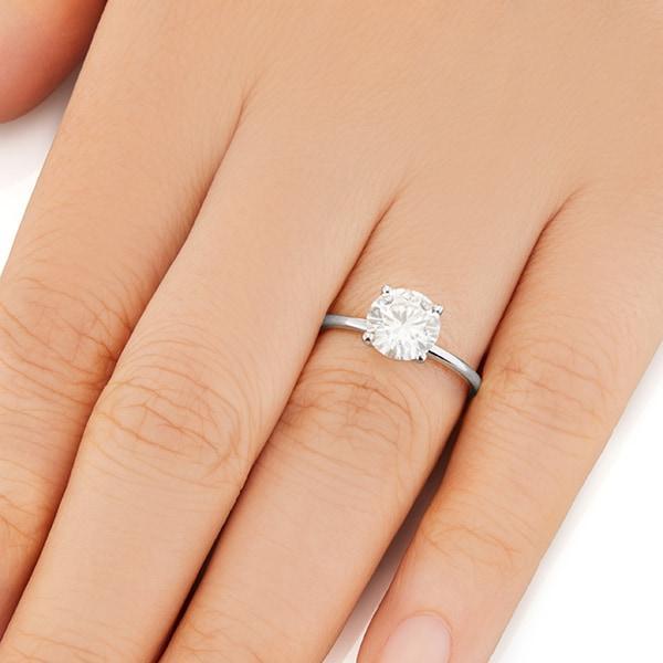 Vale Jewelry Adele Ring with 1.00 Carat Round Brilliant Cut White Diamond in 14 Karat White Gold Hand View