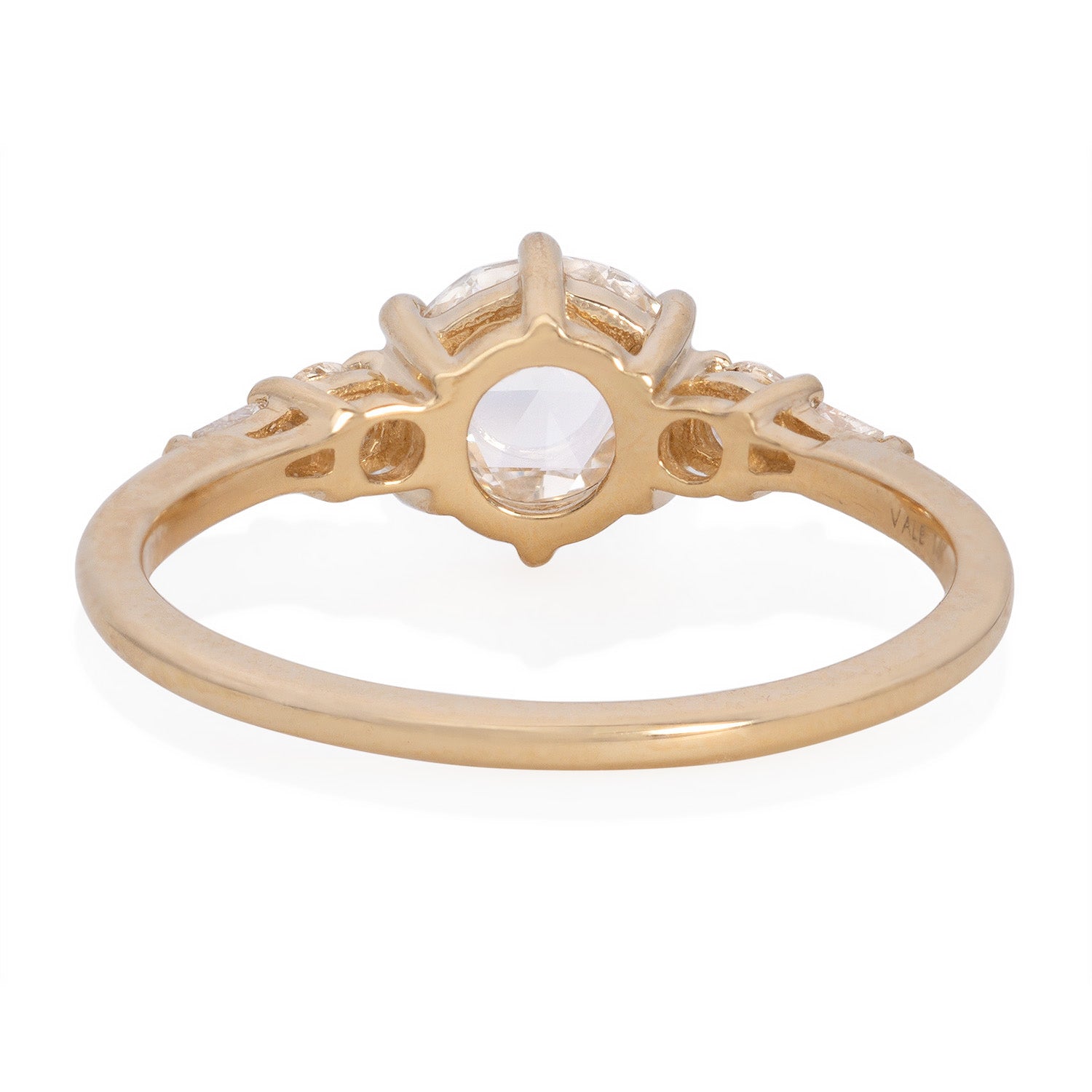 Vale Jewelry Amour Fou Rose Cut Diamond Ring Yellow Gold Back View