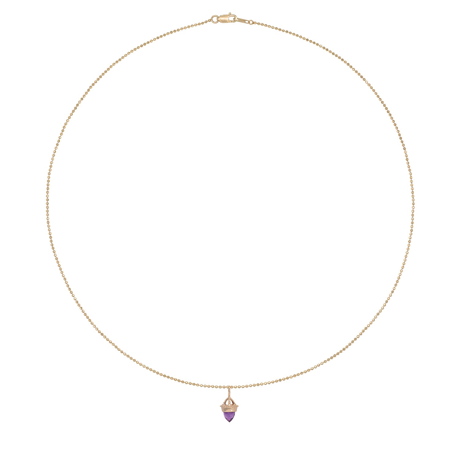 Vale Jewelry Amphora Amulet with Amethyst on Faceted Bead Chain in 14 Karat Yellow Gold Full Circle