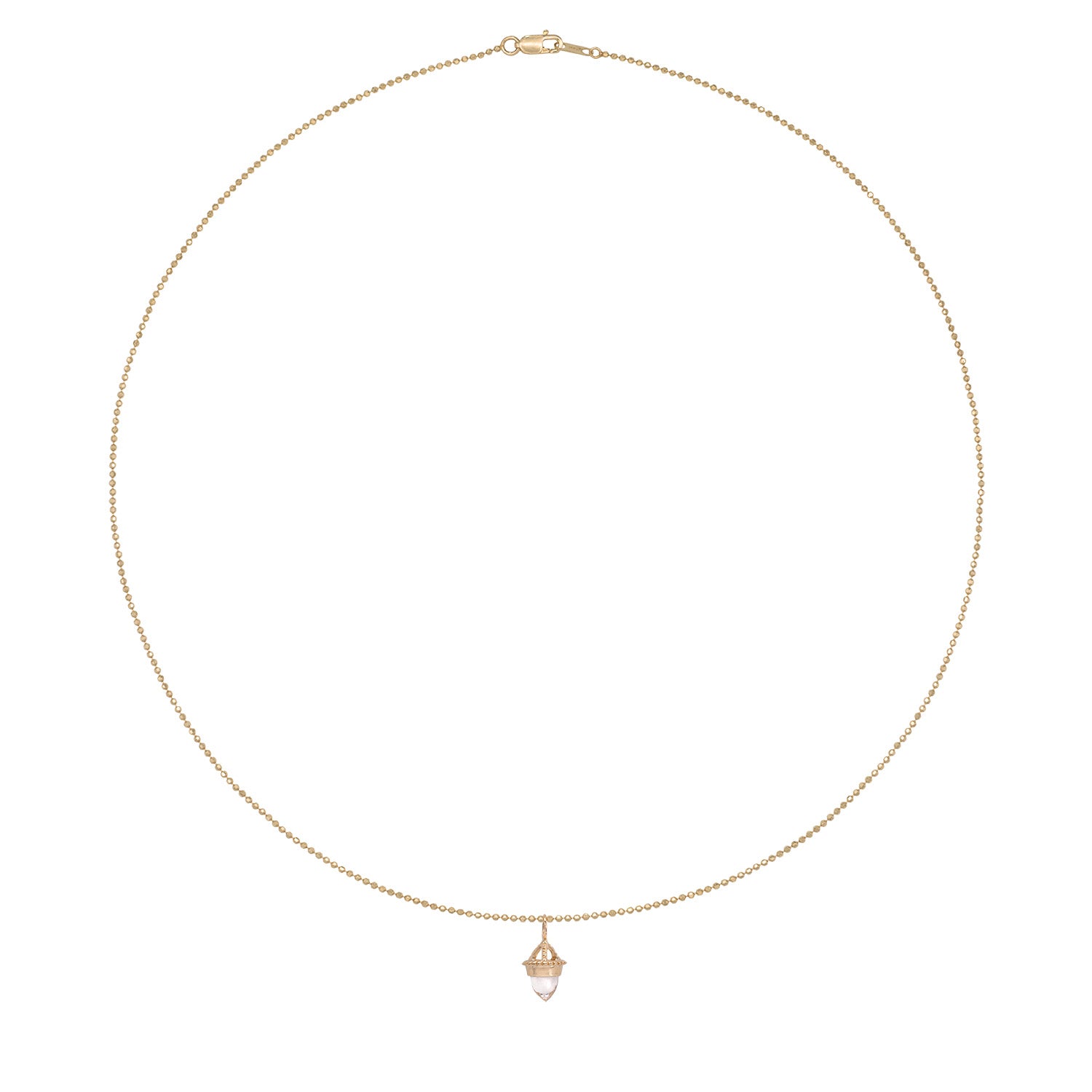 Vale Jewelry Amphora Amulet with Clear Quartz on Faceted Bead Chain in 14 Karat Yellow Gold Full Circle