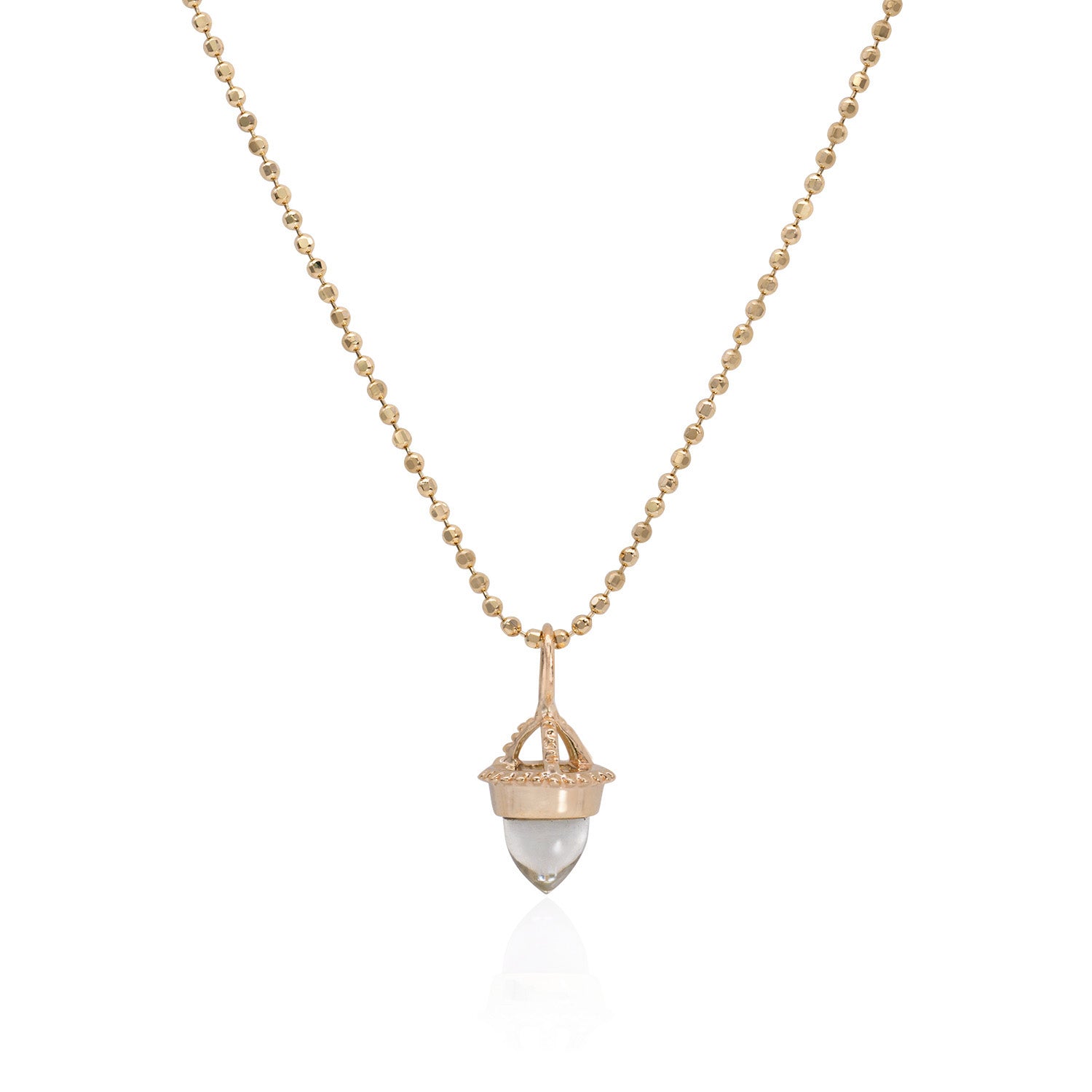 Vale Jewelry Amphora Amulet with Prasiolite on Faceted Bead Chain in 14 Karat Yellow Gold Close Up