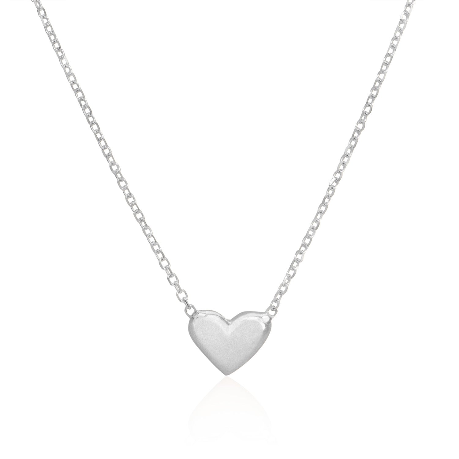 Vale Jewelry Baby Heart Choker Necklace on Diamond Cut Cable Chain in 14 Karat White Gold Close Up