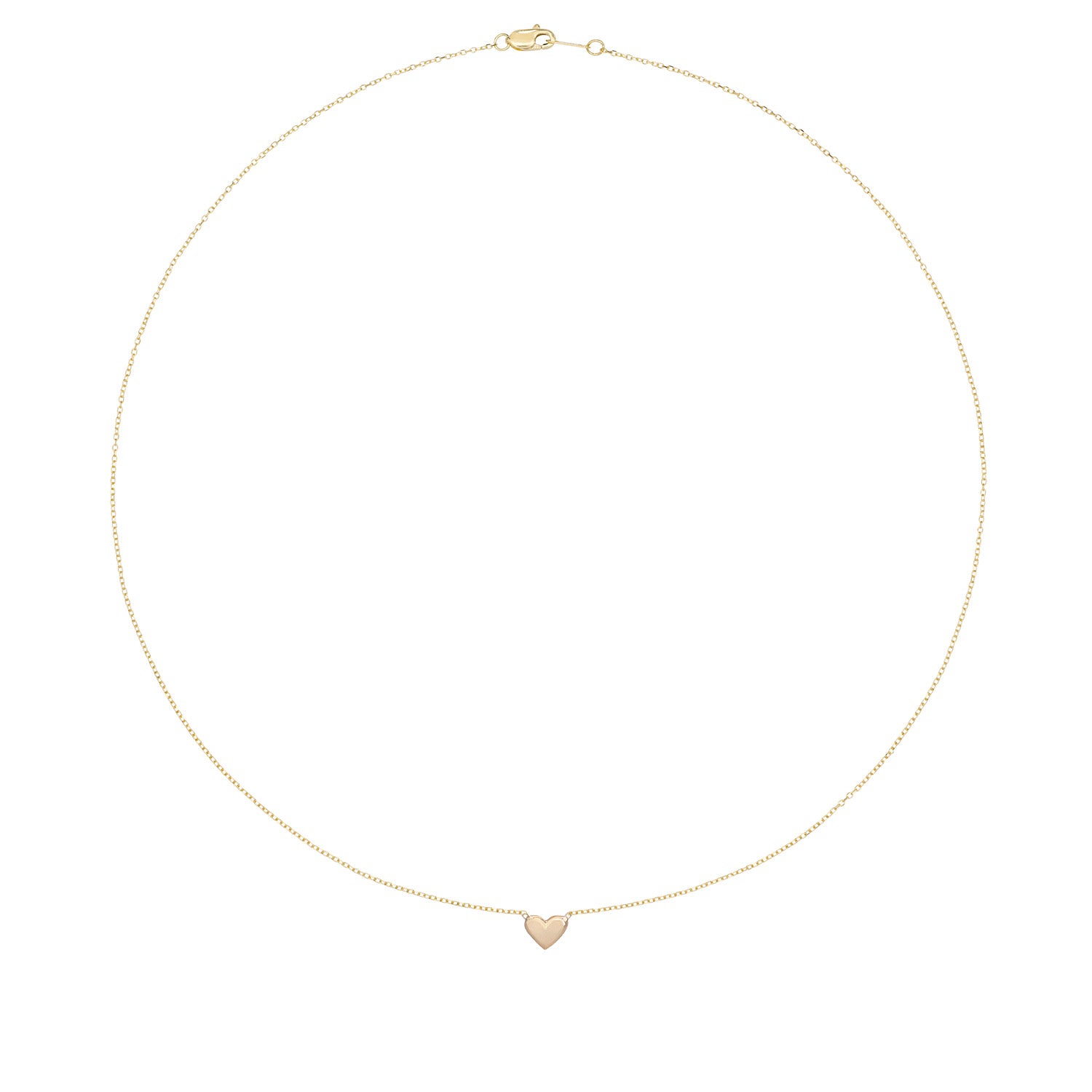 Vale Jewelry Baby Heart Choker Necklace on Diamond Cut Cable Chain in 14 Karat Yellow Gold Full Circle