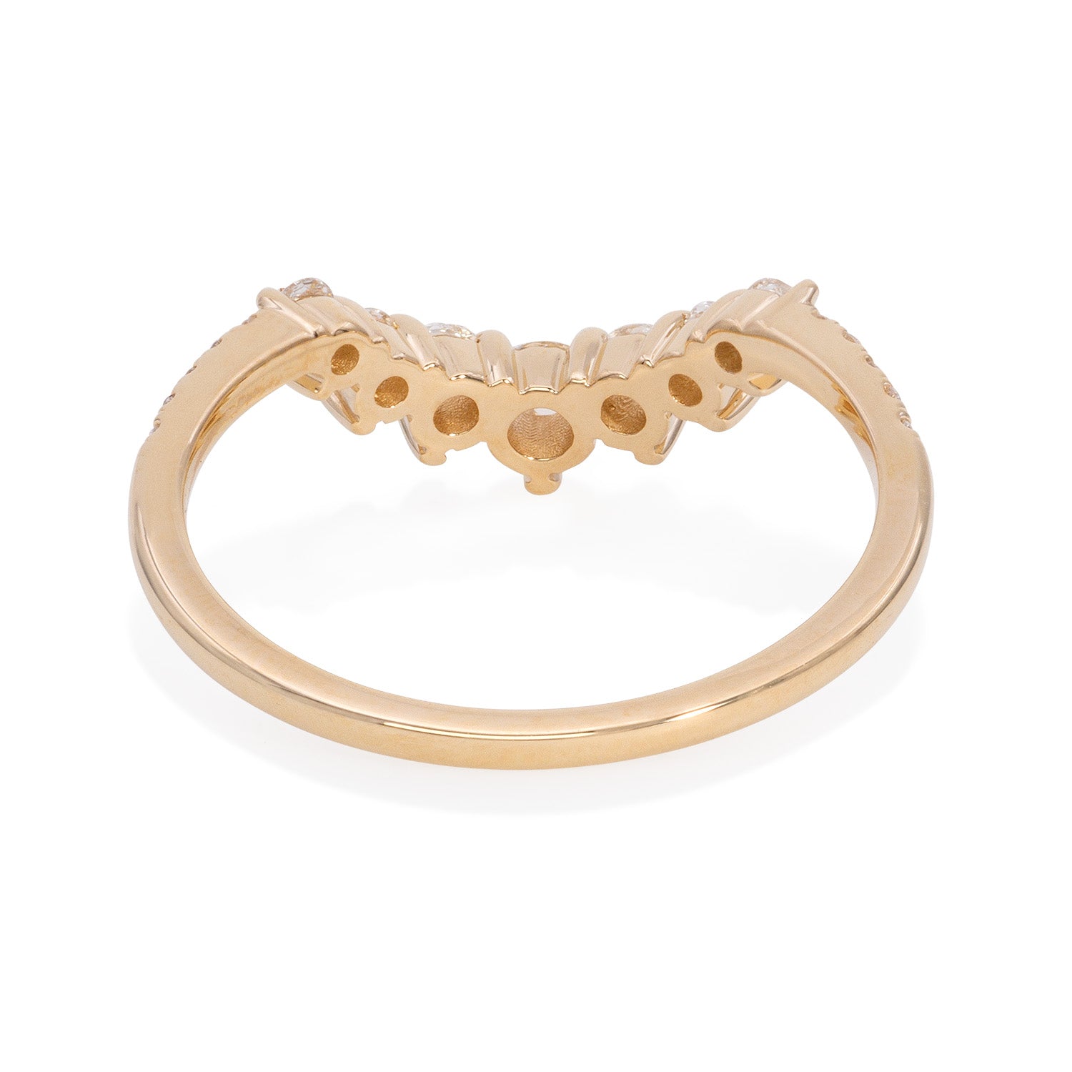 Vale Jewelry Camille Ring with White Rose Cut Diamonds and White Diamond Pave Accents in 14 Karat Yellow Gold Back View