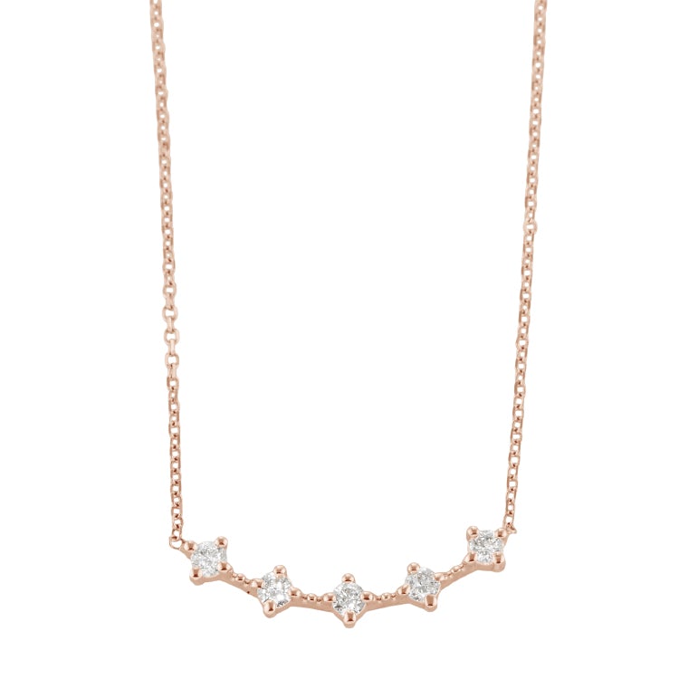 Vale Jewelry Celeste Necklace with White Diamonds in 14 Karat Rose Gold Close Up