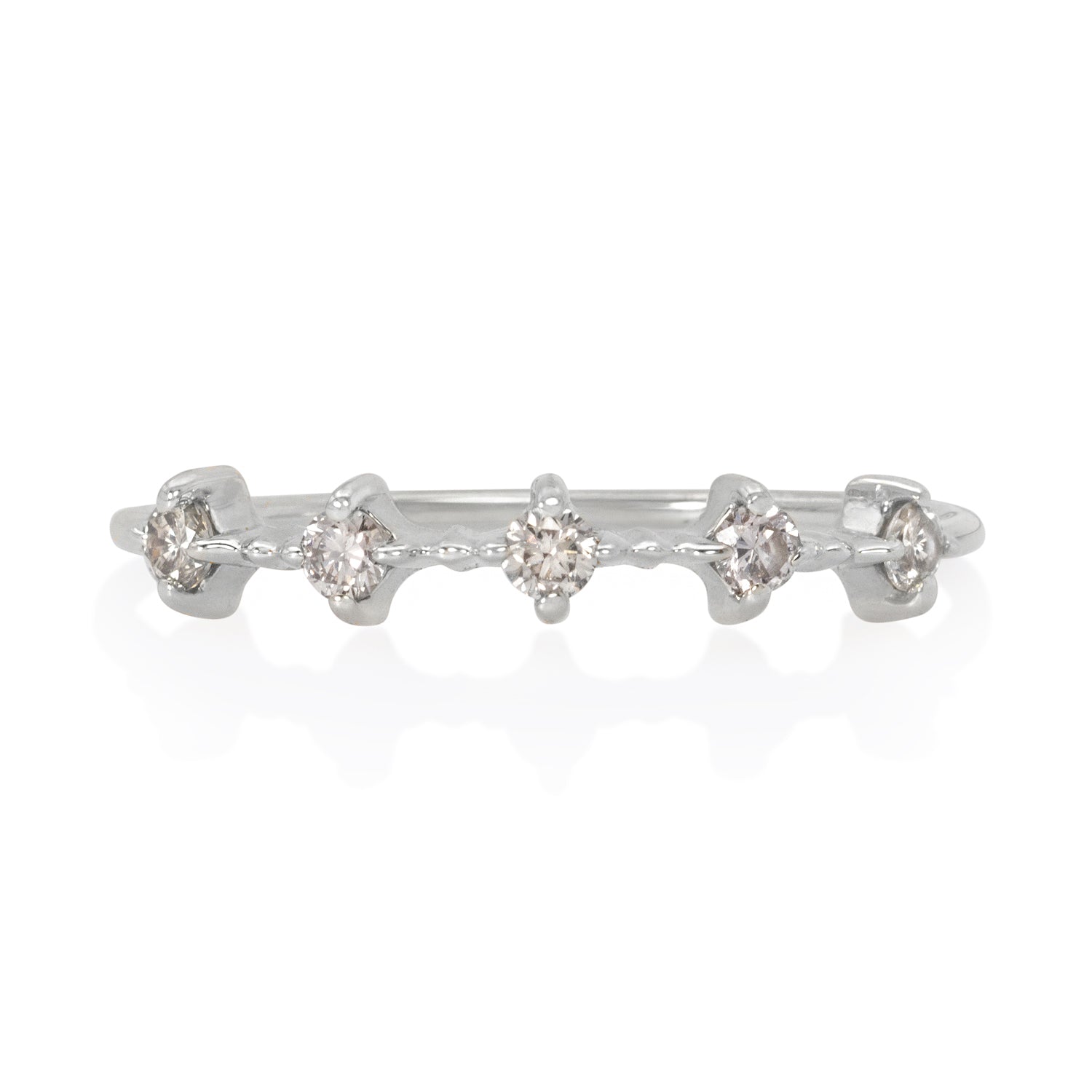 Vale Jewelry Celeste Ring with Champagne Diamonds in 14 Karat White Gold Front View