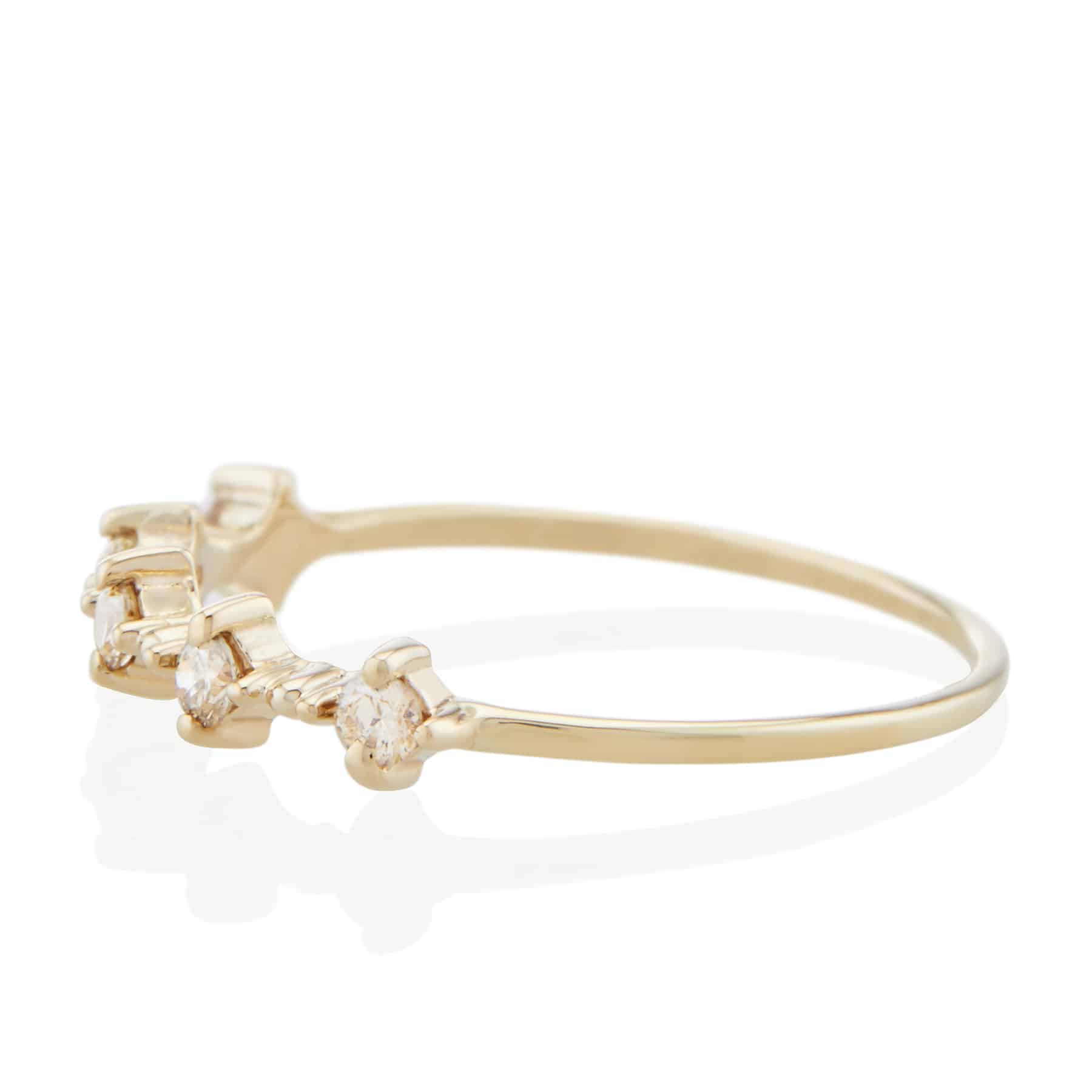 Vale Jewelry Celeste Ring with Champagne Diamonds in 14 Karat Yellow Gold Side View