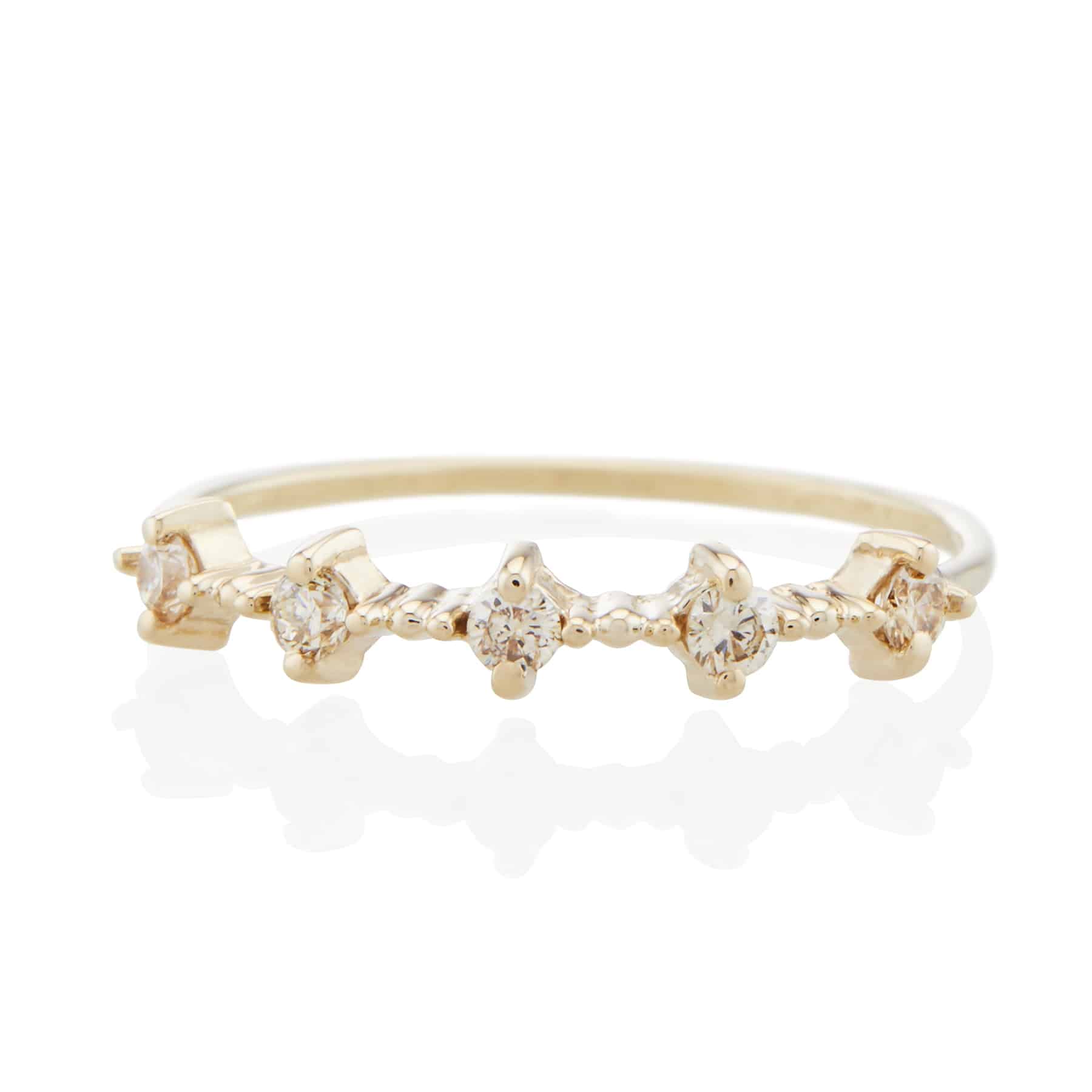 Vale Jewelry Celeste Ring with Champagne Diamonds in 14 Karat Yellow Gold Front View