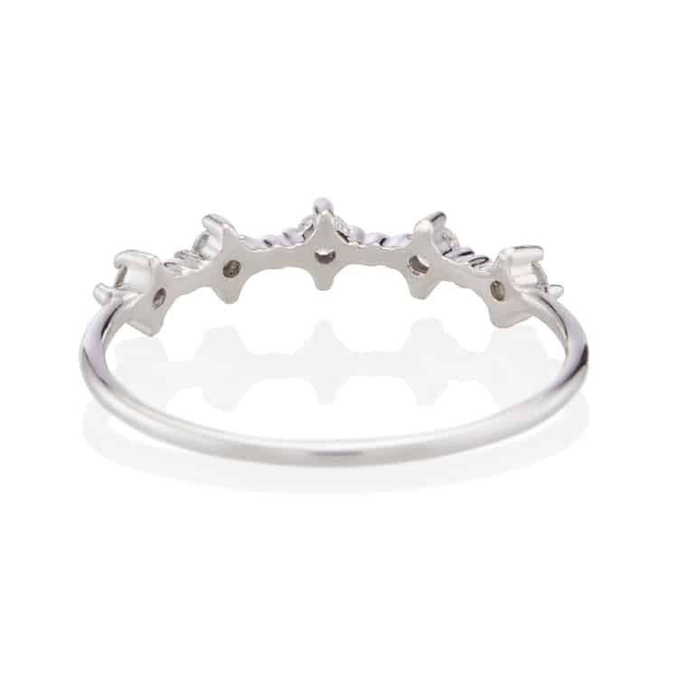 Vale Jewelry Celeste Ring with White Diamonds in 14 Karat White Gold Back View