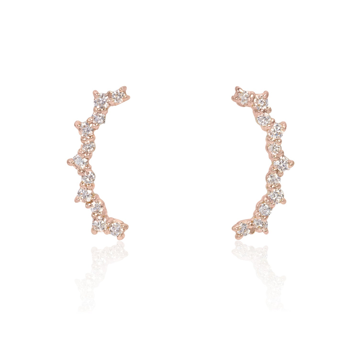 Vale Jewelry Chantilly Earrings with White Diamonds in 14 Karat Rose Gold Front View