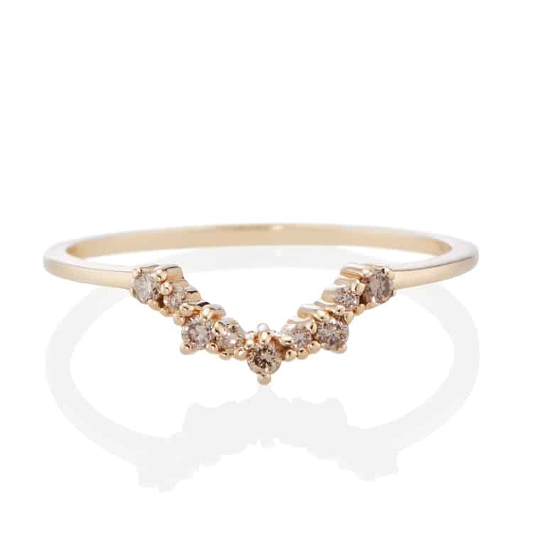Vale Jewelry Chantilly Ring with Champagne Diamonds in 14 Karat Yellow Gold Bottom Front View