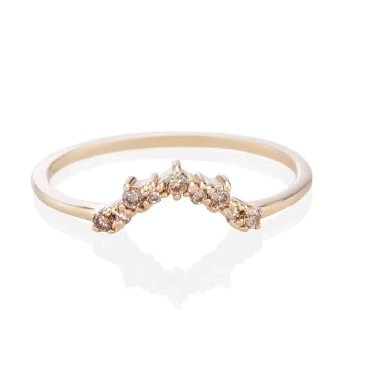 Vale Jewelry Chantilly Ring with Champagne Diamonds in 14 Karat Yellow Gold Front View