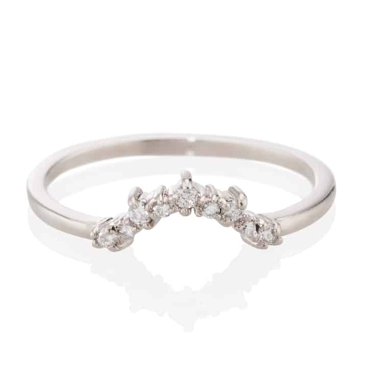 Vale Jewelry Chantilly Ring with White Diamonds in 14 Karat White Gold Front View