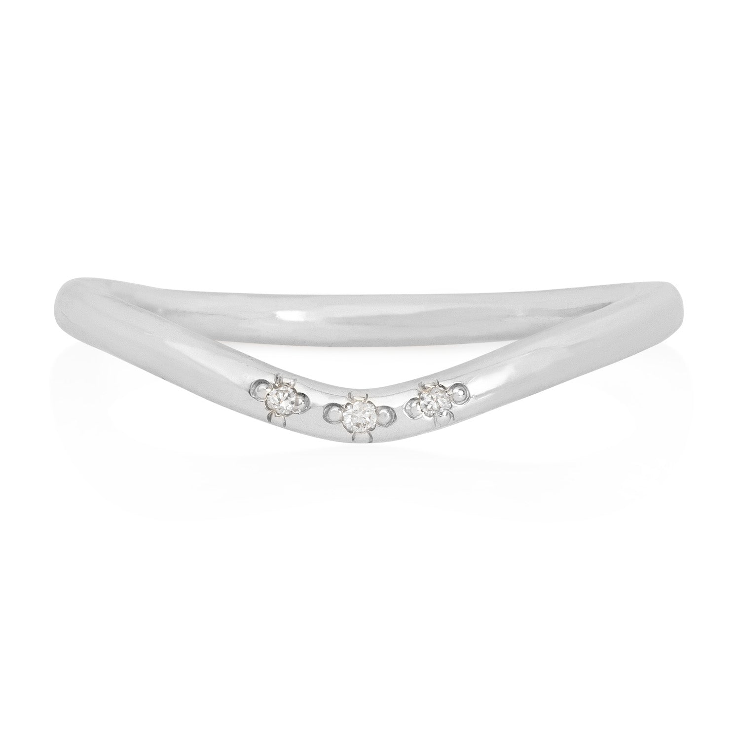 Vale Jewelry Clio Contour Ring in White Gold with White Diamonds Front View
