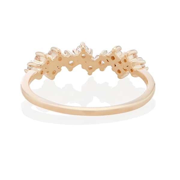Vale Jewelry Comet Cluster Ring with White Diamonds in 14 Karat Yellow Gold Back View
