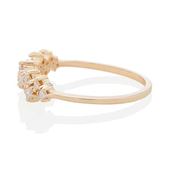 Vale Jewelry Comet Cluster Ring with White Diamonds in 14 Karat Yellow Gold Side View