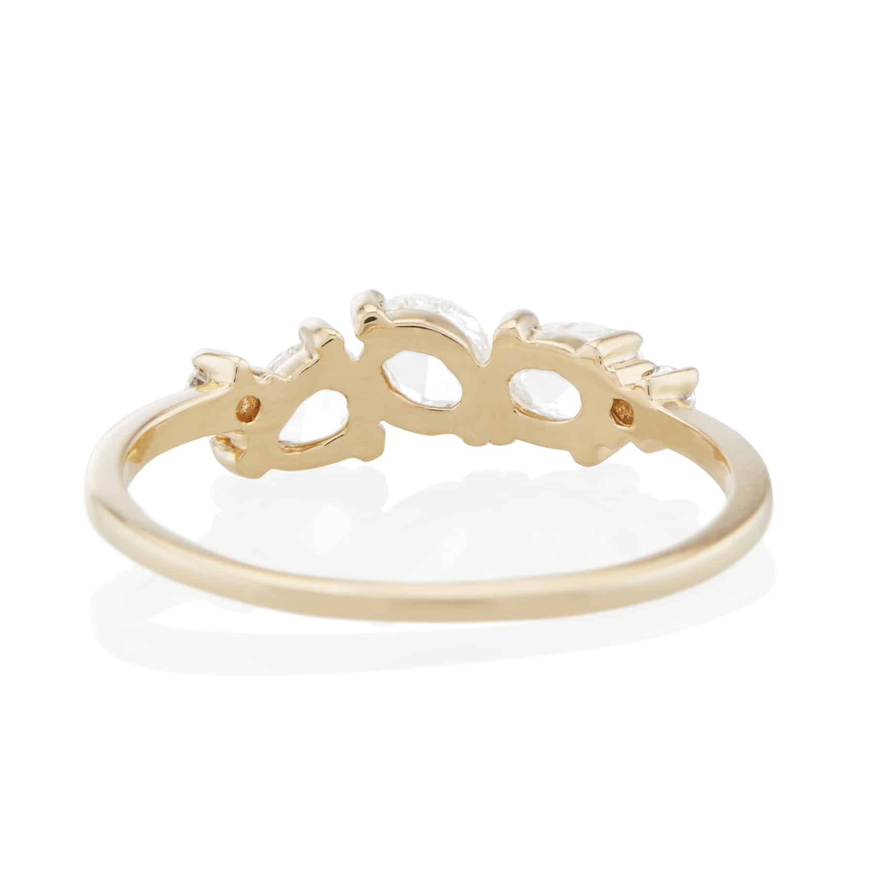Vale Jewelry Cosmos Ring with Rose Cut White Diamonds and Round Brilliant White Diamond Accents in 14 Karat Yellow Gold Back View