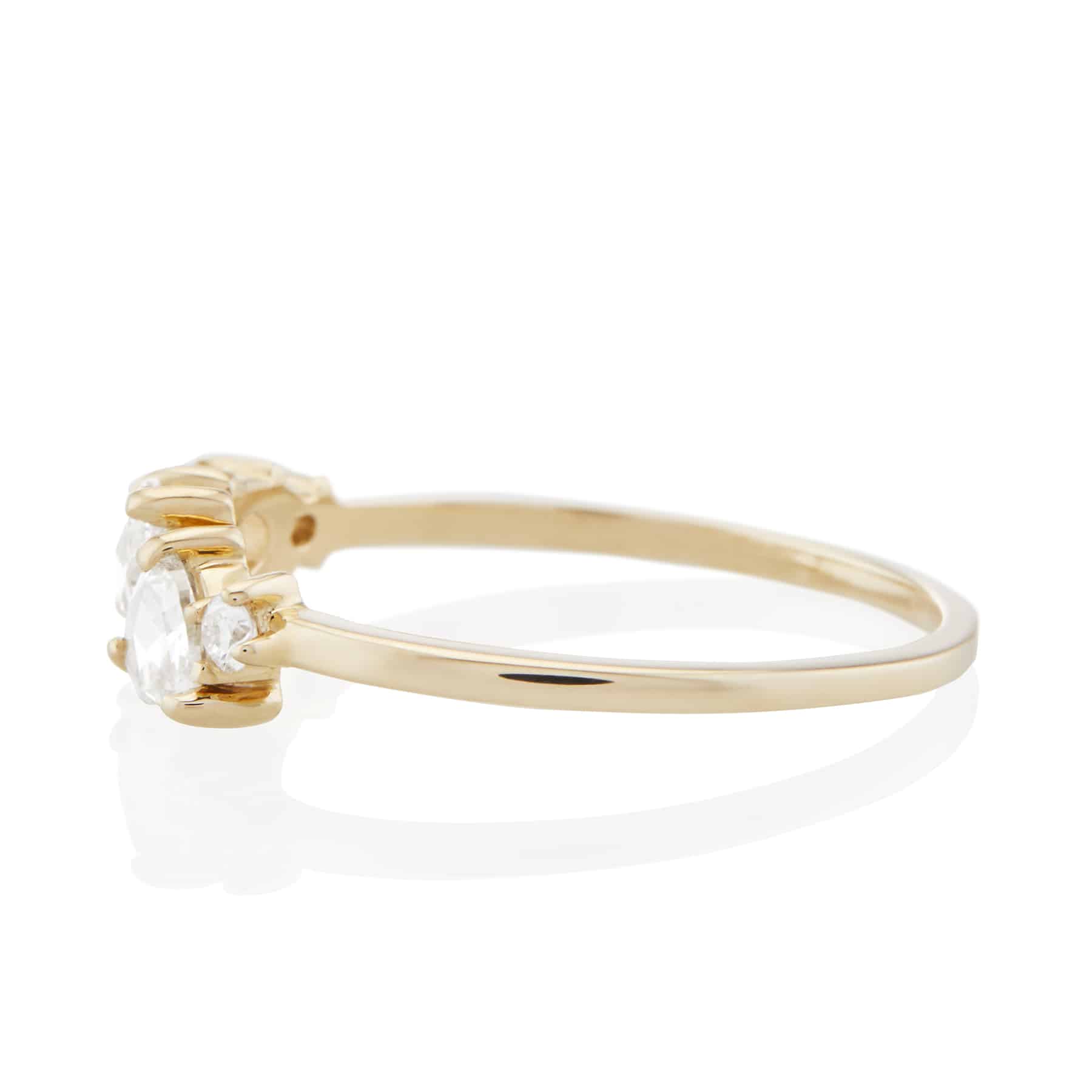 Vale Jewelry Cosmos Ring with Rose Cut White Diamonds and Round Brilliant White Diamond Accents in 14 Karat Yellow Gold Side View