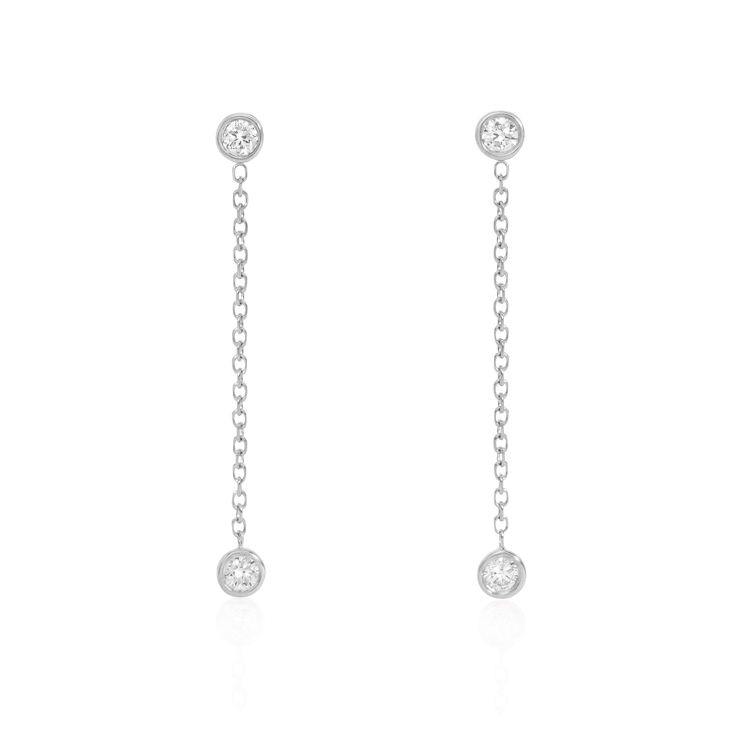 Vale Jewelry Duet Earrings in White Gold with Hanging White Diamonds