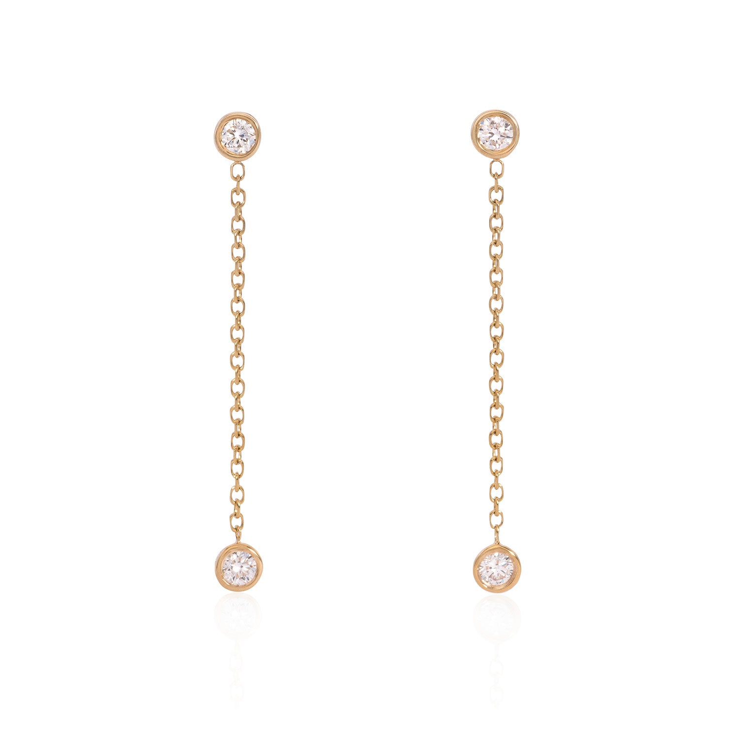 Vale Jewelry Duet Earrings in Rose Gold with Hanging White Diamonds