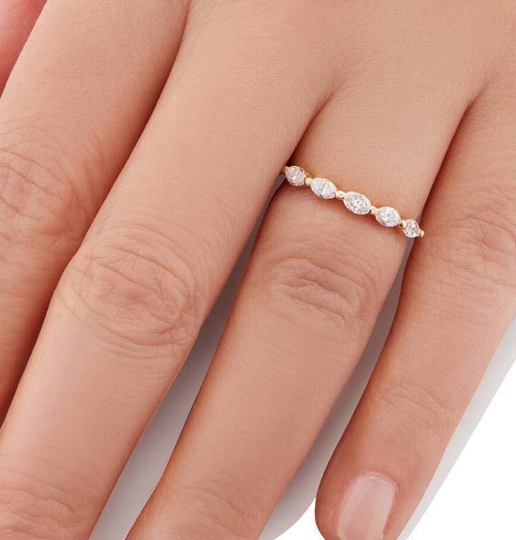 Vale Jewelry Emma Marquise Diamond Ring in 14 Karat Yellow Gold Hand View